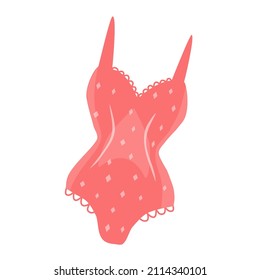 Red bodice illustration isolated on white background. Attractive underwear piece, a present for romantic occasion or a date.