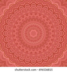 Red bohemian mandala fractal background - circular symmetry vector pattern graphic from concentric ellipses
