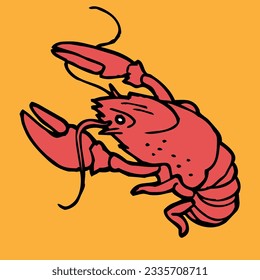 red boiled lobster vector illustration
