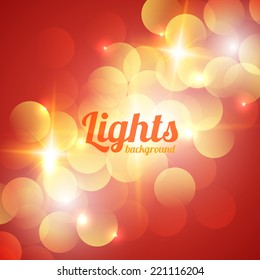 Red Bokeh Abstract Light Background. Vector Illustration
