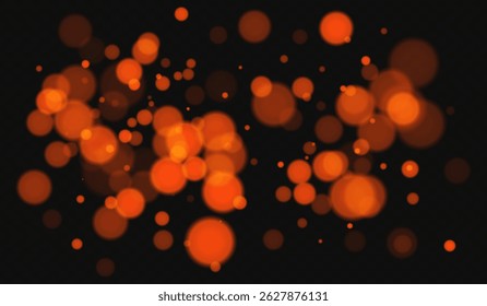 Red bokeh background with soft glowing circles on dark backdrop. Gentle light effect with smooth blur, perfect for festive, abstract, or decorative vector designs.