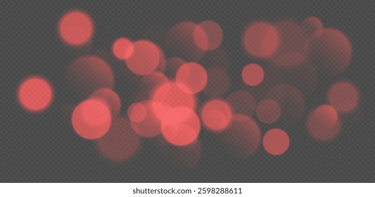 Red bokeh, blurred background with sparkling lights, blurry glitter effect.