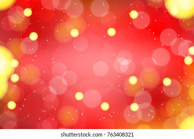 Red Bokeh glitter light blur background for vector graphic design concept idea
