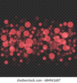 Red Bokeh light effect. Christmas lights, Vector illustration