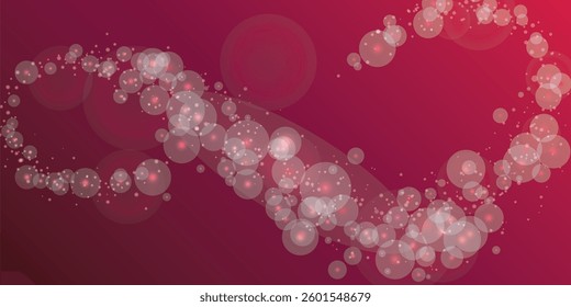 Red bokeh lights vector with abstract glitter and glowing circles on a red background. Light effect and festive bokeh, perfect for vector designs, magic dust, shiny streams, or sparkling trails.