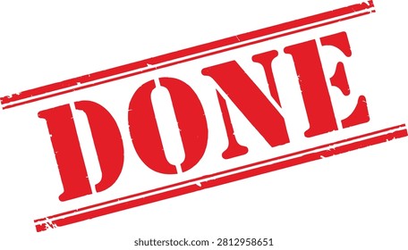 Red bold done stamp on white background