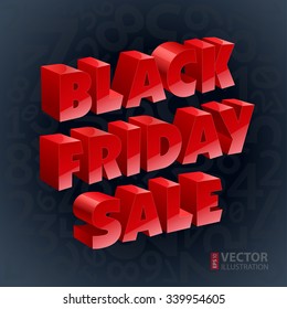 Red bold font text BLACK FRIDAY SALE on black numbers background. RGB EPS 10 vector illustration