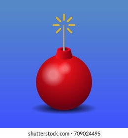 Red bomb icon vector illustration.
