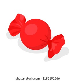 Red bonbon icon. Isometric of red bonbon vector icon for web design isolated on white background