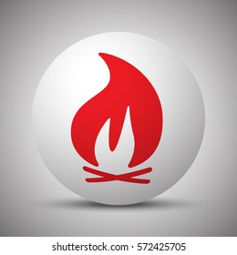 Red Bonfire icon on white sphere