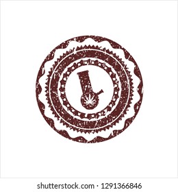 Red bong of marijuana icon inside distress rubber grunge seal