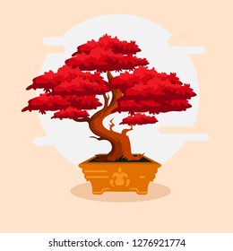 Red bonsai tree