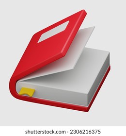 Red book cartoon 3d. illustration icon on white background. cute stationery icon illustration