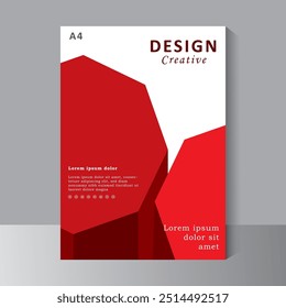 Red book cover design, modern style for Brochure, Business banner template with a4 size, Poster, magazine. Vector illustration