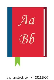 Red book dictionary on white background