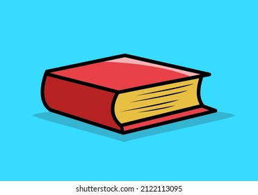 Ilustración plana del libro rojo en el diseño de fondo azul