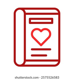 Red book with a heart illustration