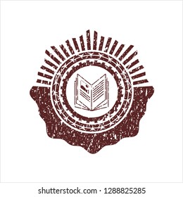 Red book icon inside grunge style stamp