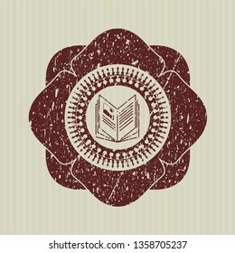 Red book icon inside grunge stamp