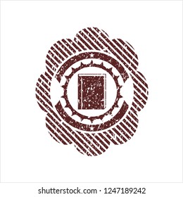 Red book icon inside rubber stamp with grunge texture