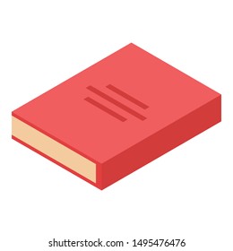 Red book icon. Isometric of red book vector icon for web design isolated on white background