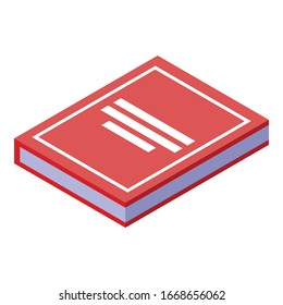 Red book icon. Isometric of red book vector icon for web design isolated on white background