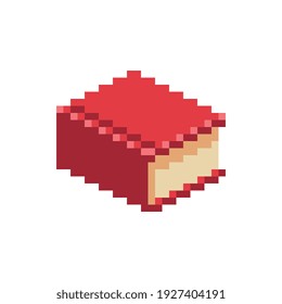 Red Book Icon. Pixel Art Stile. Video Game. 8-bit Sprite. Isolated Vector Illustration.