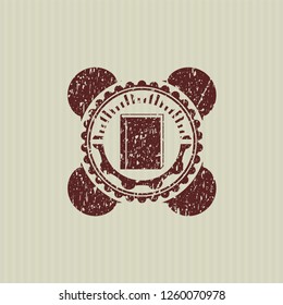 Red book icon with rubber seal texture