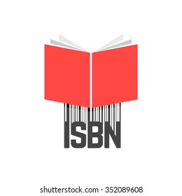 red book with isbn bar code. concept of booklet, ebook, commercial standard literature, open book logo, press. isolated on transparent background. flat style trend modern logotype design vector illustration