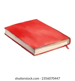 Red Book Isolated Hand Drawn Watercolor Painting Illustration