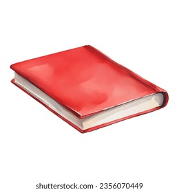 Red Book Isolated Hand Drawn Watercolor Painting Illustration