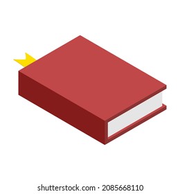 Libro rojo de estilo isométrico. Planificador simple aislado en fondo blanco	
