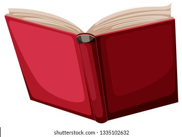 Un libro rojo sobre ilustración de fondo blanco