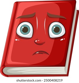 A red book with a sad face