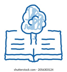 red book tree sketch icon vector. Hand drawn blue doodle line art red book tree sign. isolated symbol illustration
