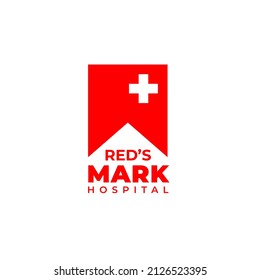 Red Bookmark Logo. Hospital Medical Center Logo, Clinic Logo