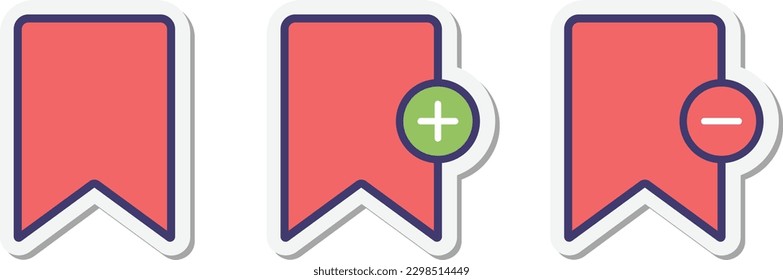 red bookmark plus minus sign vector