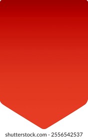 Red bookmark or ribbon is pointing downwards, featuring a gradient from light red to dark red, perfect for marking a place in a book or document or as a decorative element