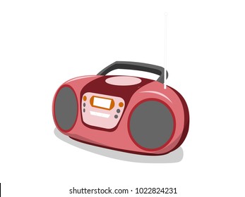 Red Boombox with Grey Handle Vector Image