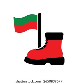 Bota vermelha com bandeira para Dia de Memória no vetor