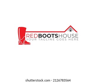red boot real estate logo template	
