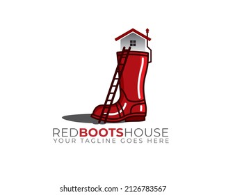 red boot real estate logo template	
