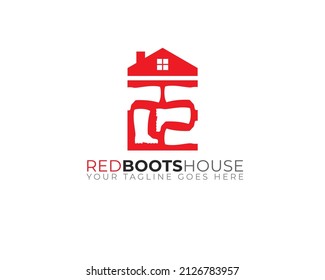 red boot real estate logo template	
