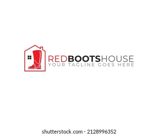 red boot real estate logo template	
