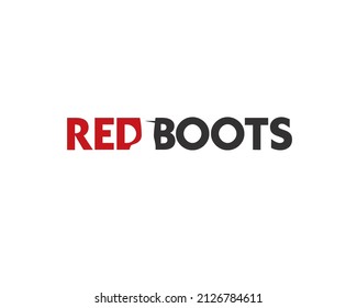 red boots logo wordmark with boot negative space	
