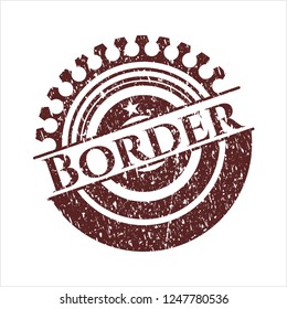 Red Border distressed rubber stamp with grunge texture
