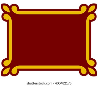 Red border frame deco plaque. Vector art simple line corner