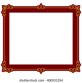 Red border frame deco plaque. Vector art simple line corner