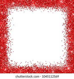 Red border frame glitter on white background. Vector