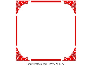 Red Border Frame Ornament Design Decoration